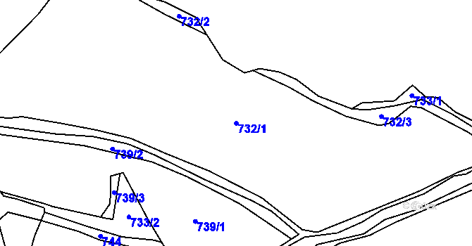 Parcela st. 732/1 v KÚ Koryto, Katastrální mapa