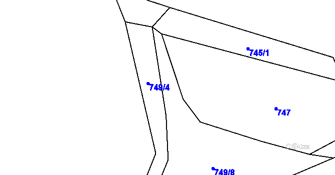 Parcela st. 749/3 v KÚ Koryto, Katastrální mapa