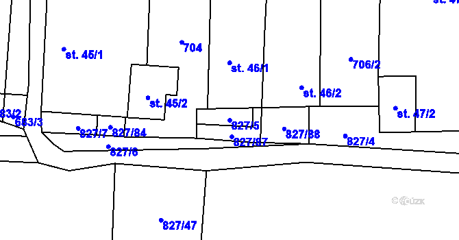 Parcela st. 827/5 v KÚ Koryto, Katastrální mapa