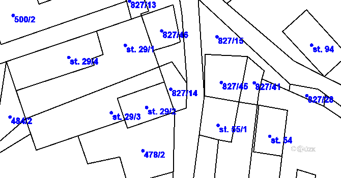 Parcela st. 827/14 v KÚ Koryto, Katastrální mapa