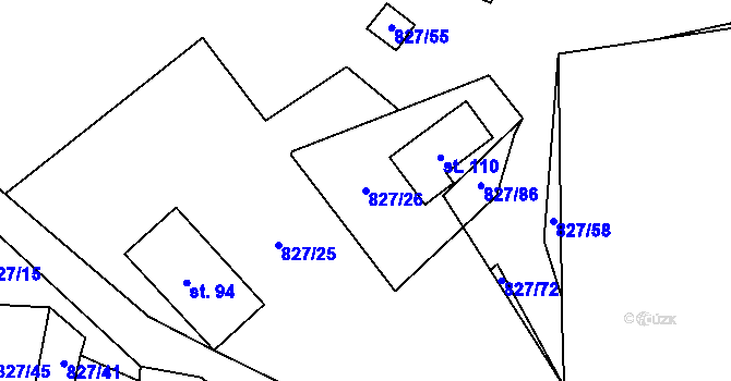 Parcela st. 827/26 v KÚ Koryto, Katastrální mapa