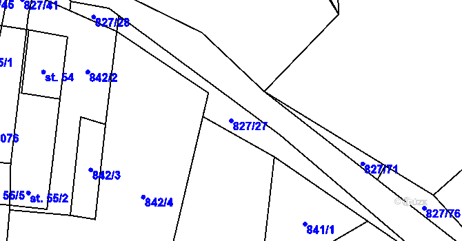 Parcela st. 827/27 v KÚ Koryto, Katastrální mapa