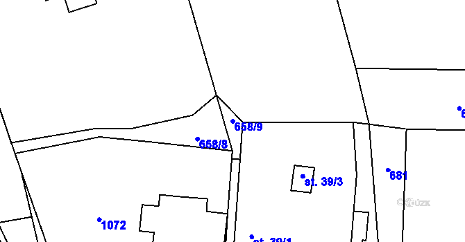Parcela st. 658/9 v KÚ Koryto, Katastrální mapa