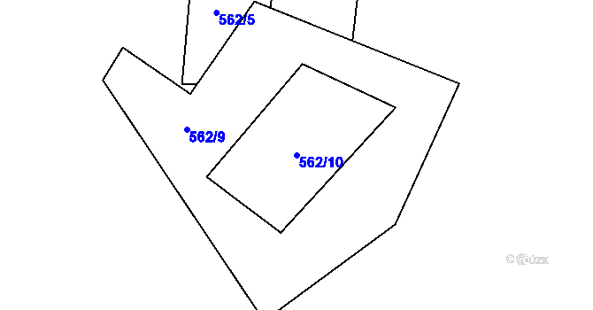 Parcela st. 562/10 v KÚ Koryto, Katastrální mapa