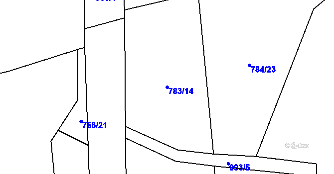 Parcela st. 783/14 v KÚ Zbytiny, Katastrální mapa