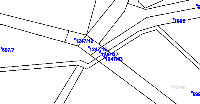 Parcela st. 1247/17 v KÚ Zbytiny, Katastrální mapa