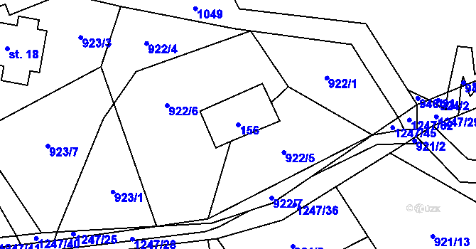 Parcela st. 156 v KÚ Zbytiny, Katastrální mapa