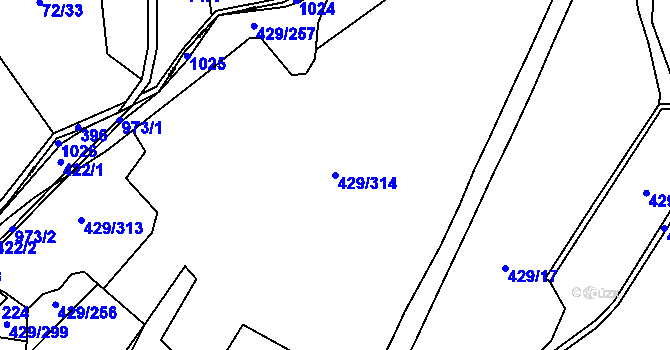 Parcela st. 429/314 v KÚ Zbytiny, Katastrální mapa