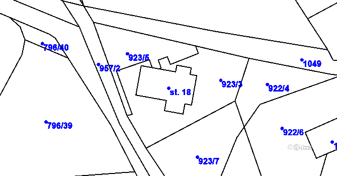 Parcela st. 18 v KÚ Zbytiny, Katastrální mapa