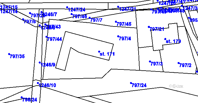 Parcela st. 171 v KÚ Zbytiny, Katastrální mapa