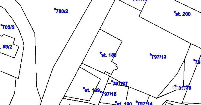Parcela st. 188 v KÚ Zbytiny, Katastrální mapa