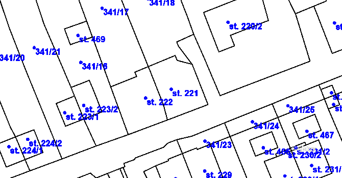 Parcela st. 221 v KÚ Zbytiny, Katastrální mapa
