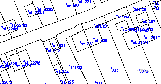 Parcela st. 228 v KÚ Zbytiny, Katastrální mapa