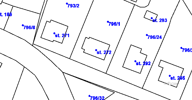 Parcela st. 272 v KÚ Zbytiny, Katastrální mapa