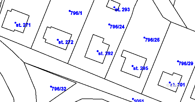 Parcela st. 292 v KÚ Zbytiny, Katastrální mapa