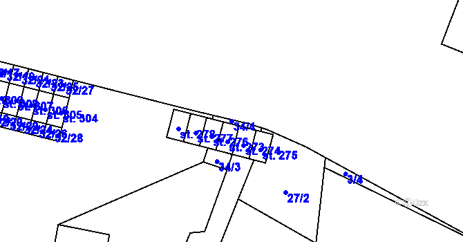 Parcela st. 34/4 v KÚ Zbytiny, Katastrální mapa