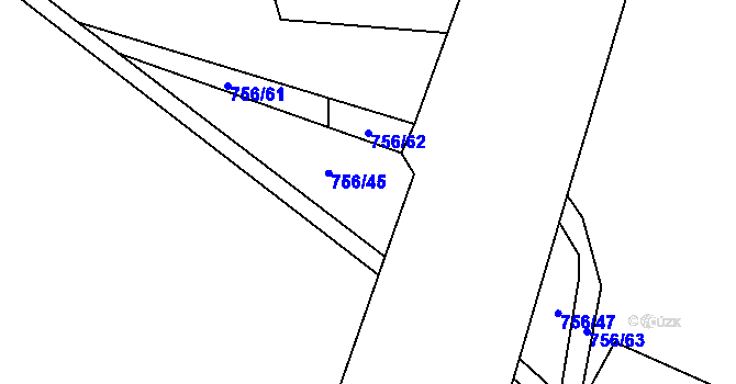 Parcela st. 756/48 v KÚ Zbytiny, Katastrální mapa