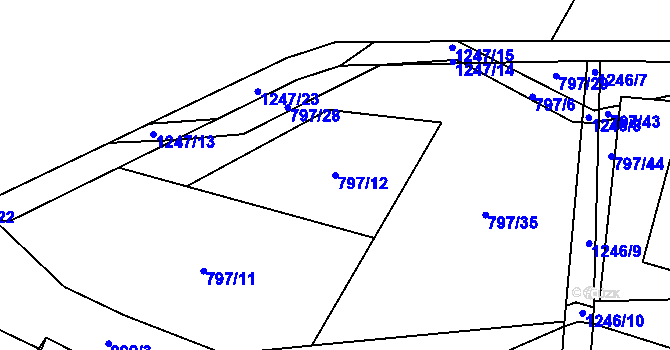 Parcela st. 797/12 v KÚ Zbytiny, Katastrální mapa