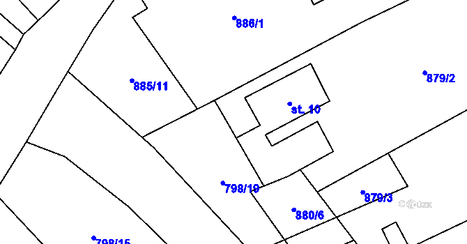 Parcela st. 885/8 v KÚ Zbytiny, Katastrální mapa