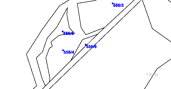 Parcela st. 556/6 v KÚ Zbytiny, Katastrální mapa