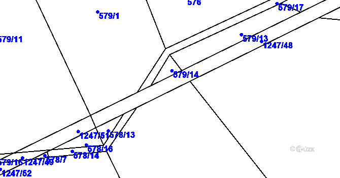 Parcela st. 1247/11 v KÚ Zbytiny, Katastrální mapa