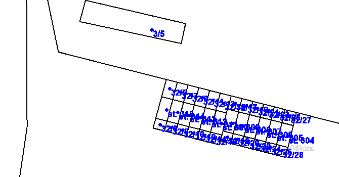 Parcela st. 32/5 v KÚ Zbytiny, Katastrální mapa