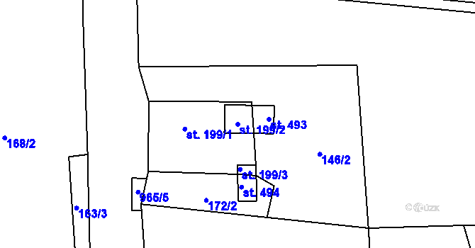 Parcela st. 199/2 v KÚ Zbytiny, Katastrální mapa