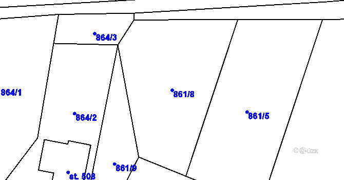 Parcela st. 861/8 v KÚ Zbytiny, Katastrální mapa