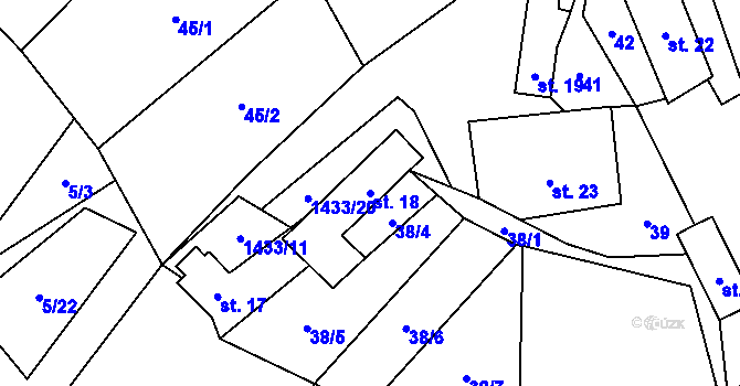 Parcela st. 18 v KÚ Zdebuzeves, Katastrální mapa