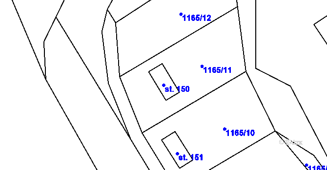 Parcela st. 150 v KÚ Zdebuzeves, Katastrální mapa