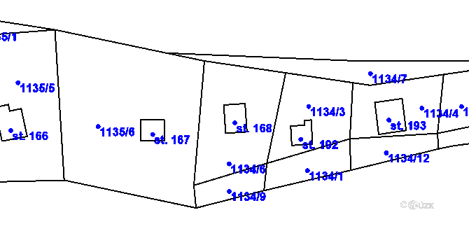 Parcela st. 168 v KÚ Zdebuzeves, Katastrální mapa