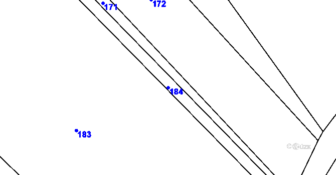 Parcela st. 184 v KÚ Zdebuzeves, Katastrální mapa