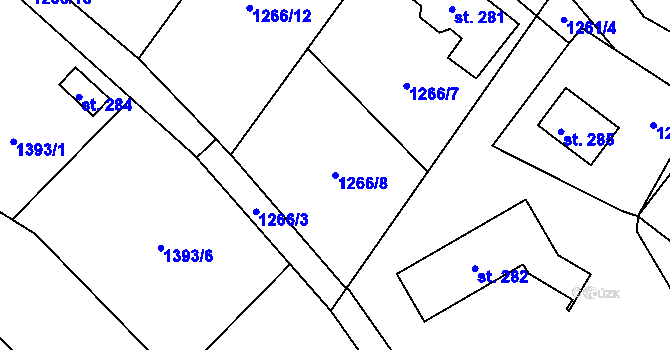 Parcela st. 1266/8 v KÚ Zdebuzeves, Katastrální mapa