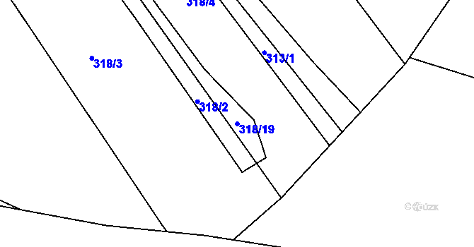 Parcela st. 318/19 v KÚ Zdebuzeves, Katastrální mapa