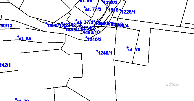 Parcela st. 1240/1 v KÚ Zdebuzeves, Katastrální mapa