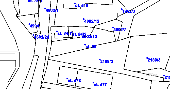Parcela st. 86 v KÚ Zděchov, Katastrální mapa