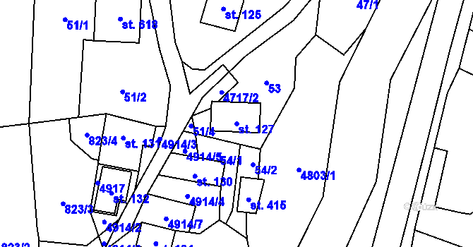 Parcela st. 127 v KÚ Zděchov, Katastrální mapa