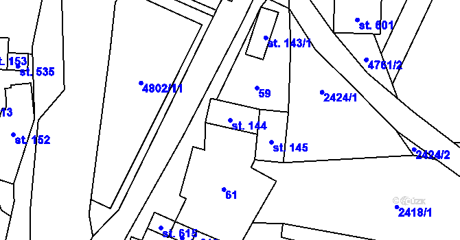 Parcela st. 144 v KÚ Zděchov, Katastrální mapa