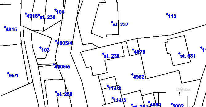 Parcela st. 238 v KÚ Zděchov, Katastrální mapa