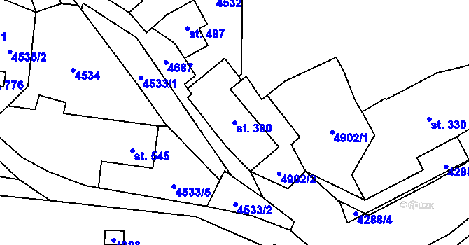 Parcela st. 390 v KÚ Zděchov, Katastrální mapa