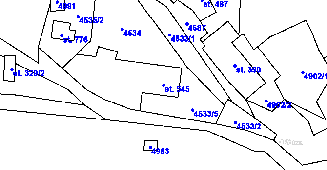 Parcela st. 545 v KÚ Zděchov, Katastrální mapa