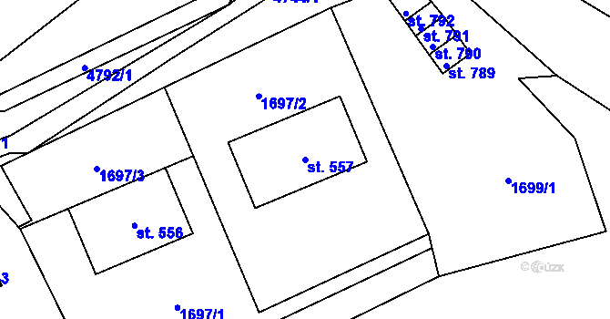 Parcela st. 557 v KÚ Zděchov, Katastrální mapa