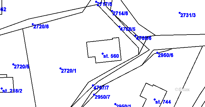 Parcela st. 560 v KÚ Zděchov, Katastrální mapa