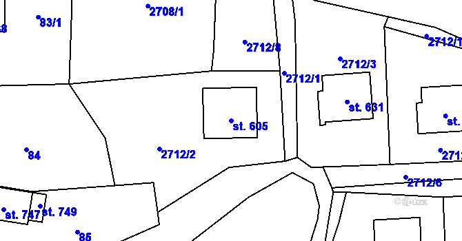 Parcela st. 605 v KÚ Zděchov, Katastrální mapa