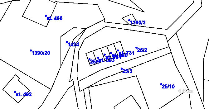 Parcela st. 684 v KÚ Zděchov, Katastrální mapa