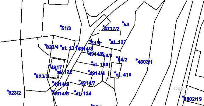 Parcela st. 54/1 v KÚ Zděchov, Katastrální mapa