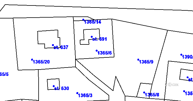 Parcela st. 1365/6 v KÚ Zděchov, Katastrální mapa