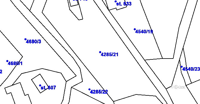 Parcela st. 4285/21 v KÚ Zděchov, Katastrální mapa