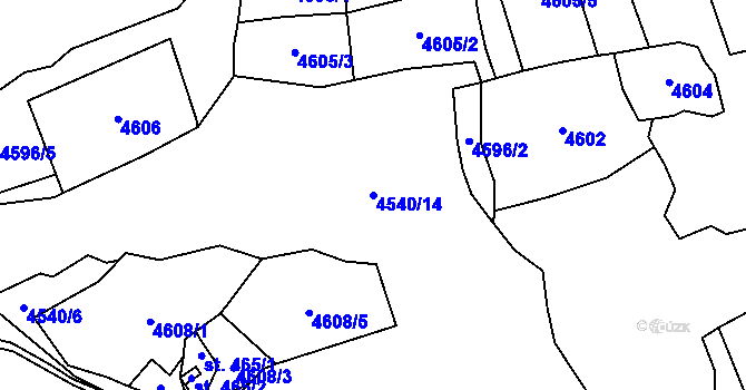 Parcela st. 4540/14 v KÚ Zděchov, Katastrální mapa