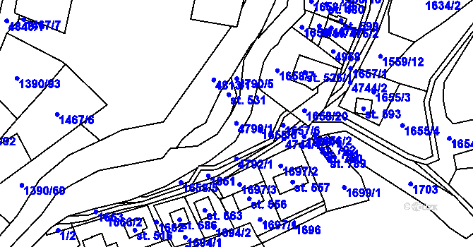 Parcela st. 4790 v KÚ Zděchov, Katastrální mapa